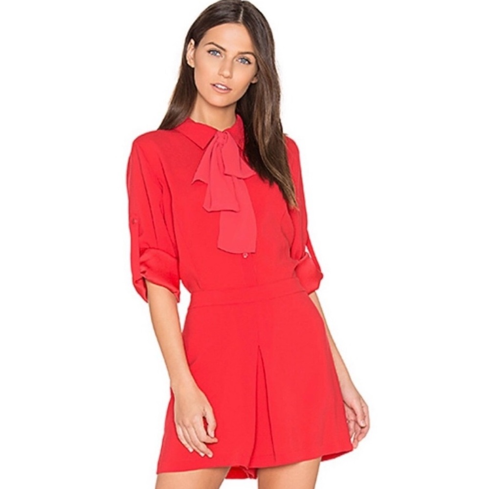 REVOLVE Red Tie-Neck Short Jumpsuit